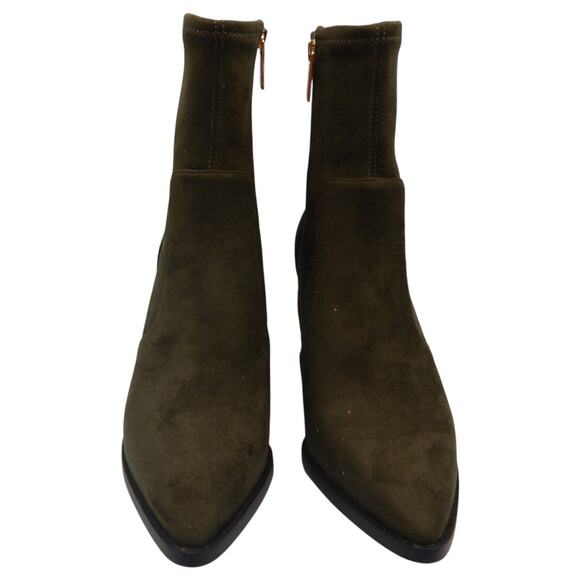 Michael Kors MK Dover Faux Suede Stretch Heeled Ankle Boots Booties Olive Sz 9M - Picture 2 of 13